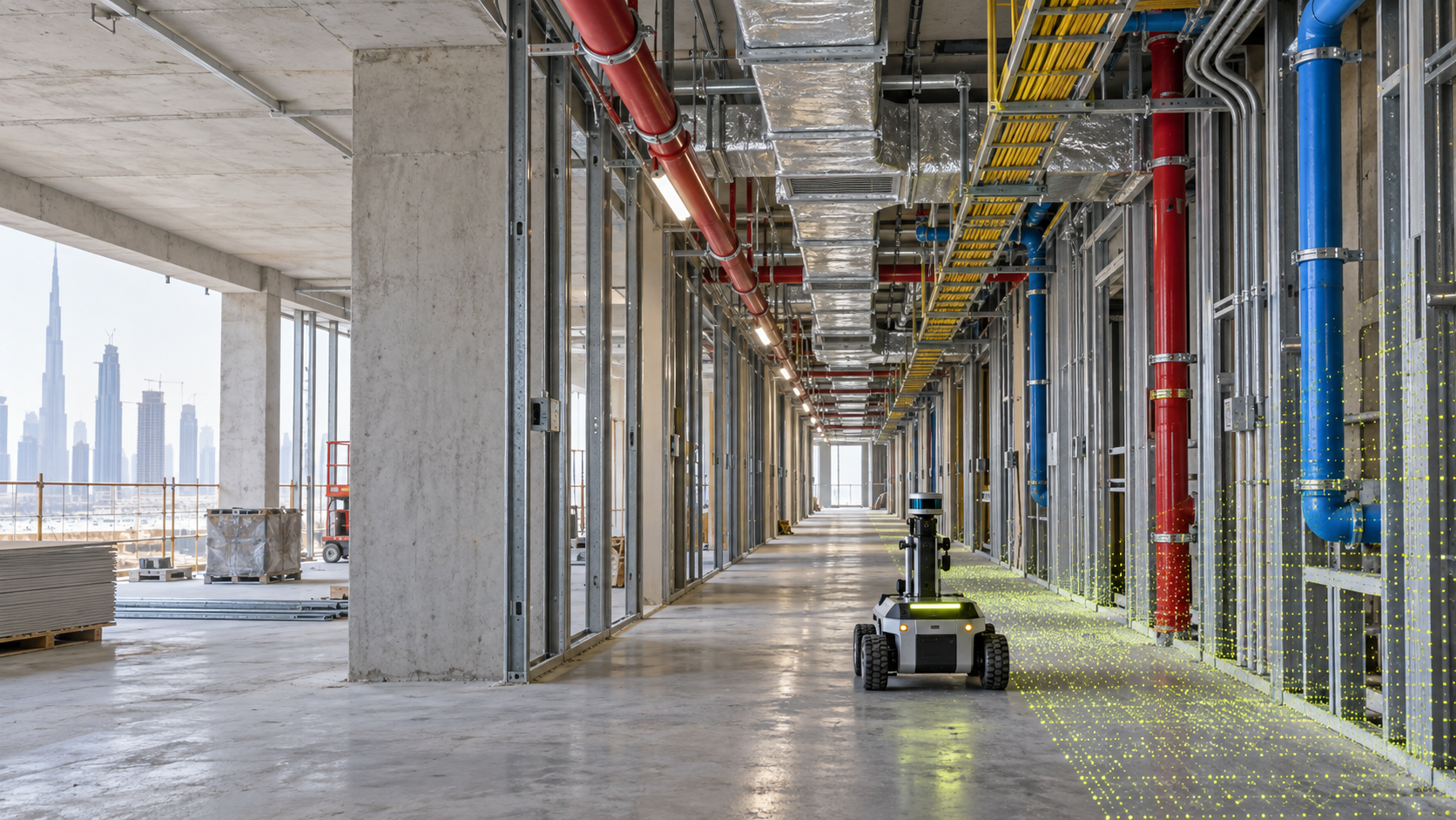 Open building services captured before walls and ceilings close