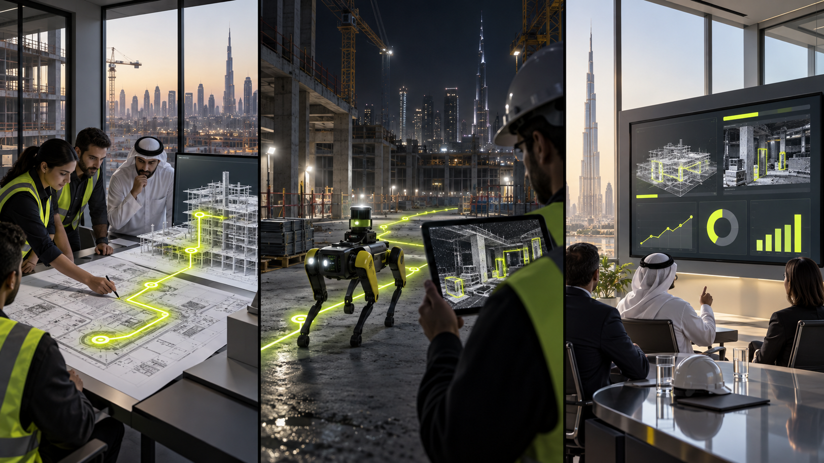 Three-scene pilot story from route setup, to autonomous scanning, to management dashboard