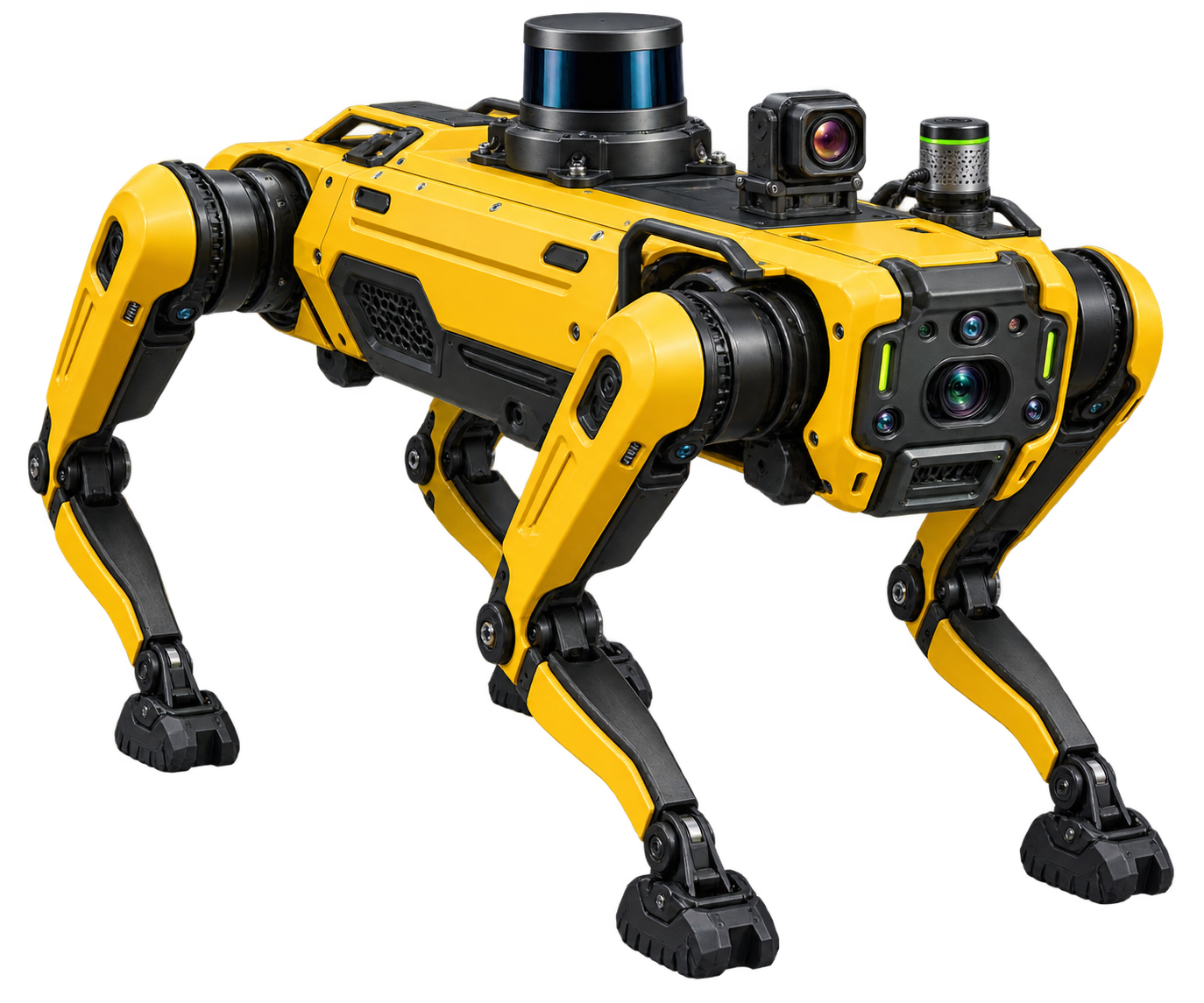 Vector-style industrial quadruped inspection robot with modular sensors